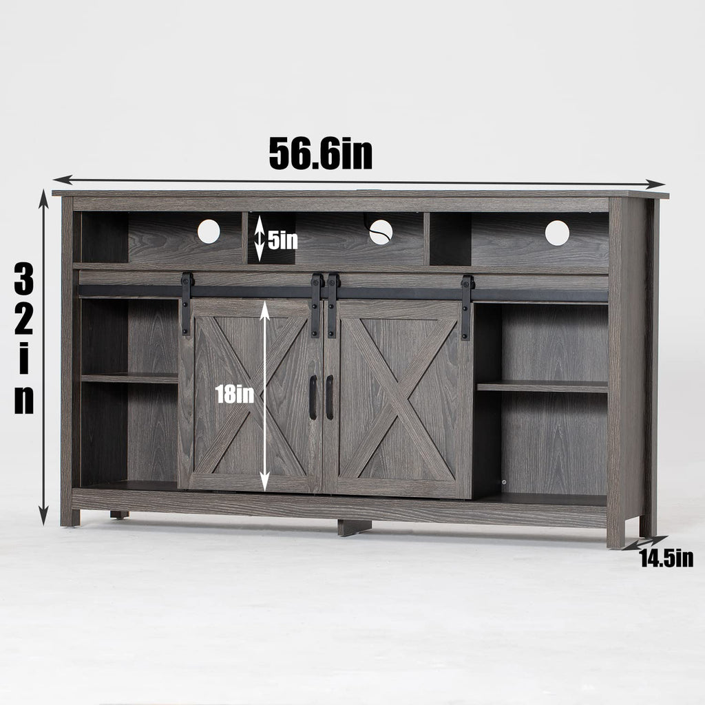 Wash Grey Wooden TV Stand with Sliding Barn Door X9189