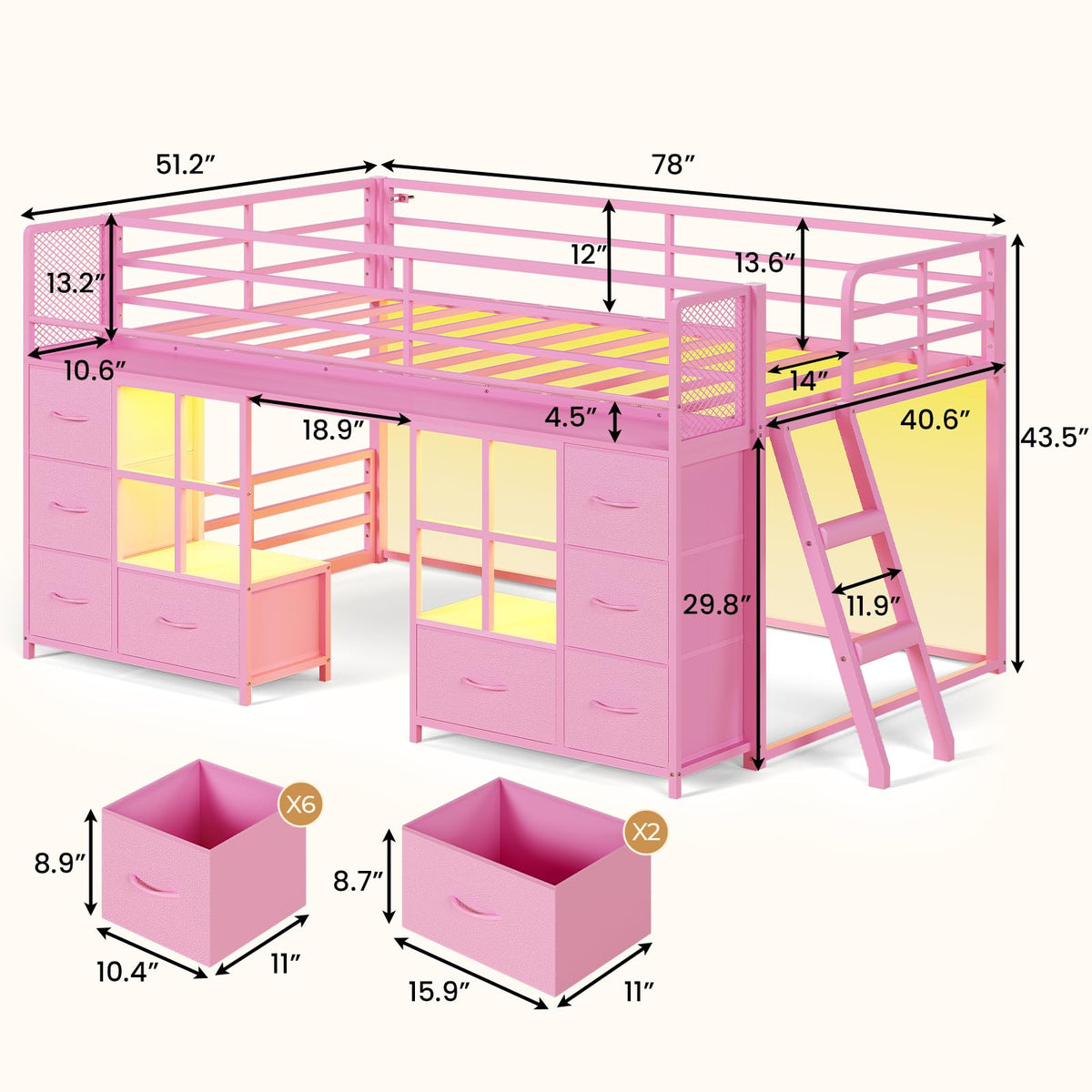 Twin Over Twin Bunk Bed with 8 Drawers & Bookshelf G4325