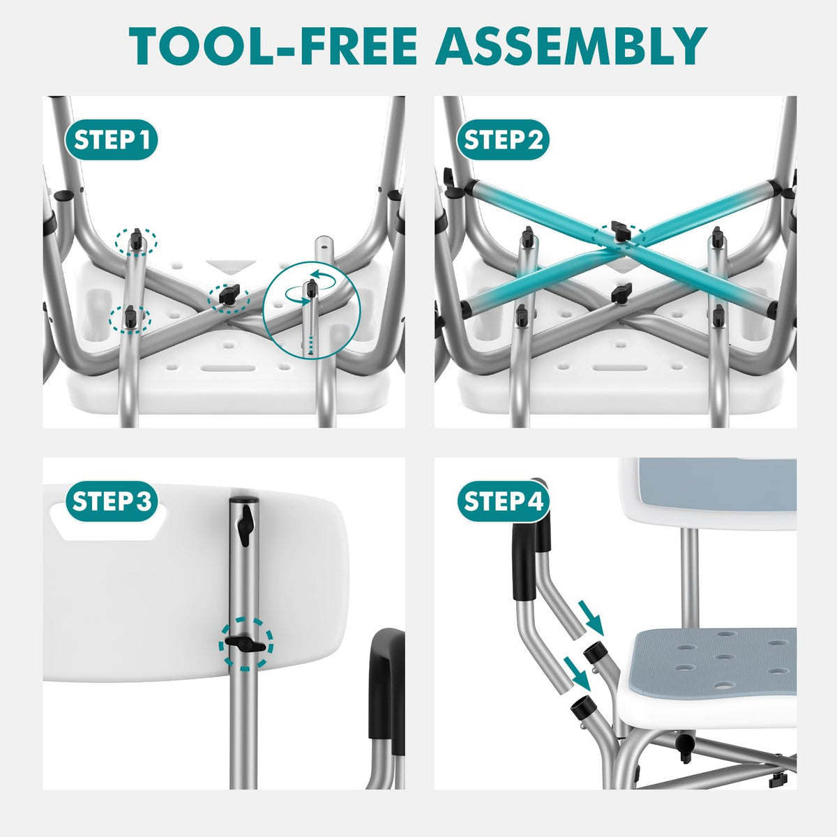 Shower Chair with Removable Arms and Back L452301