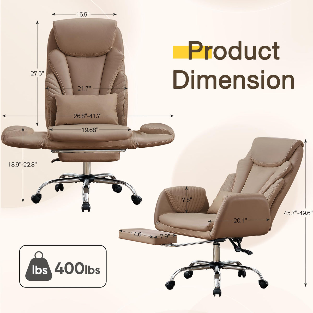 Cross Legged Office Chair with Flip Armrest and Footrest Brown O2540