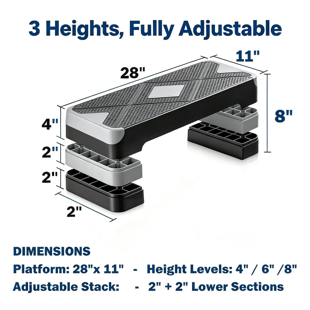 28-Inch Height Adjustable Aerobic Step Platform with 4 Risers H51788