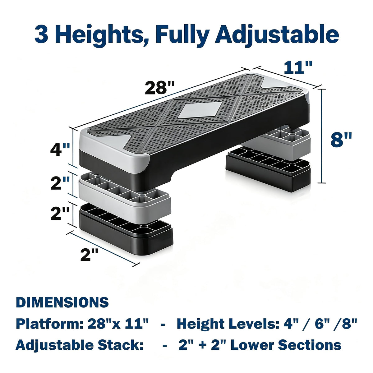 28-Inch Height Adjustable Aerobic Step Platform with 4 Risers H51788