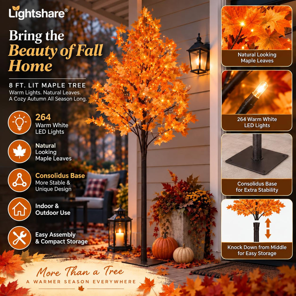 8FT Lighted Maple Tree D931