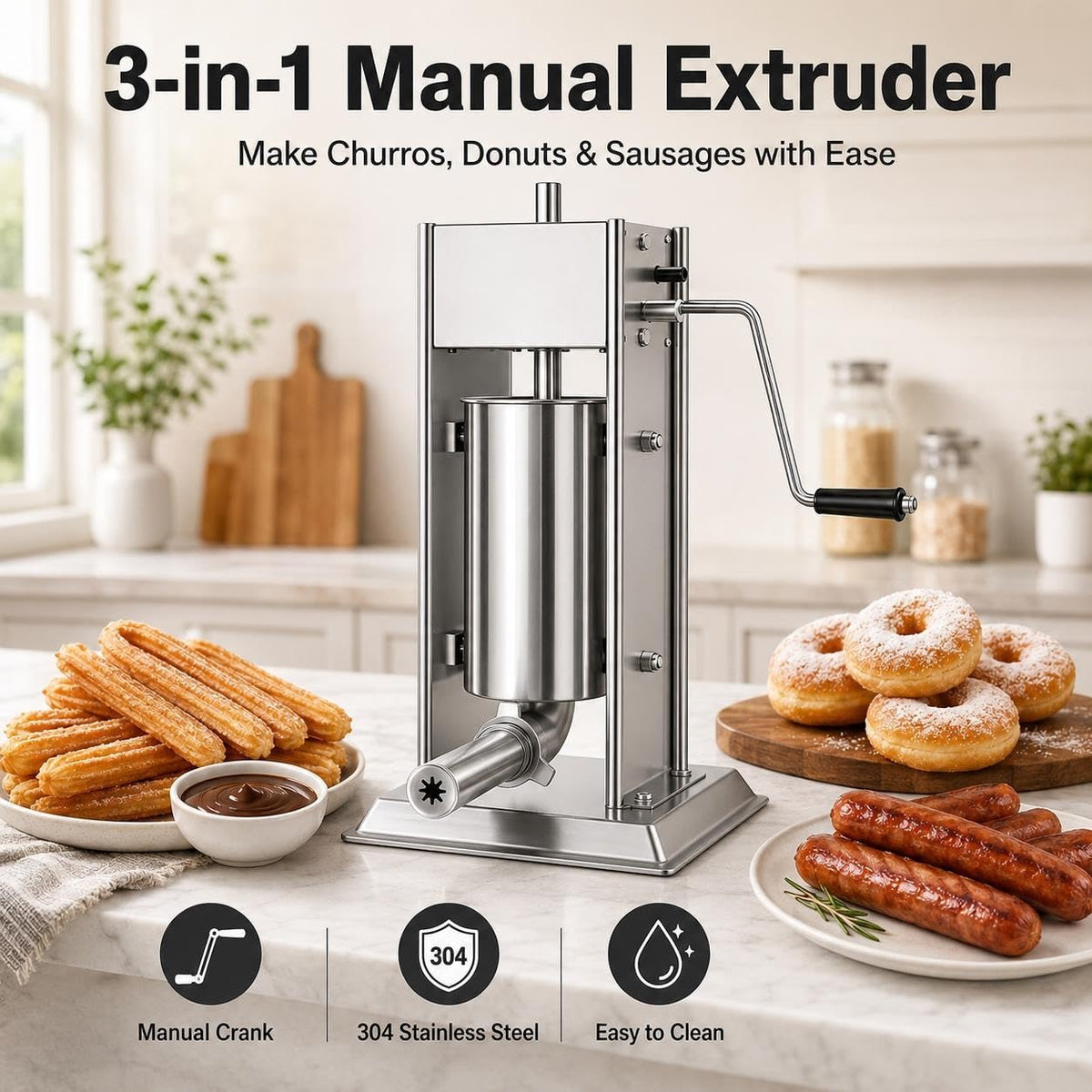 3L 304 Stainless Steel Sausage Stuffer & Churro Maker X174734
