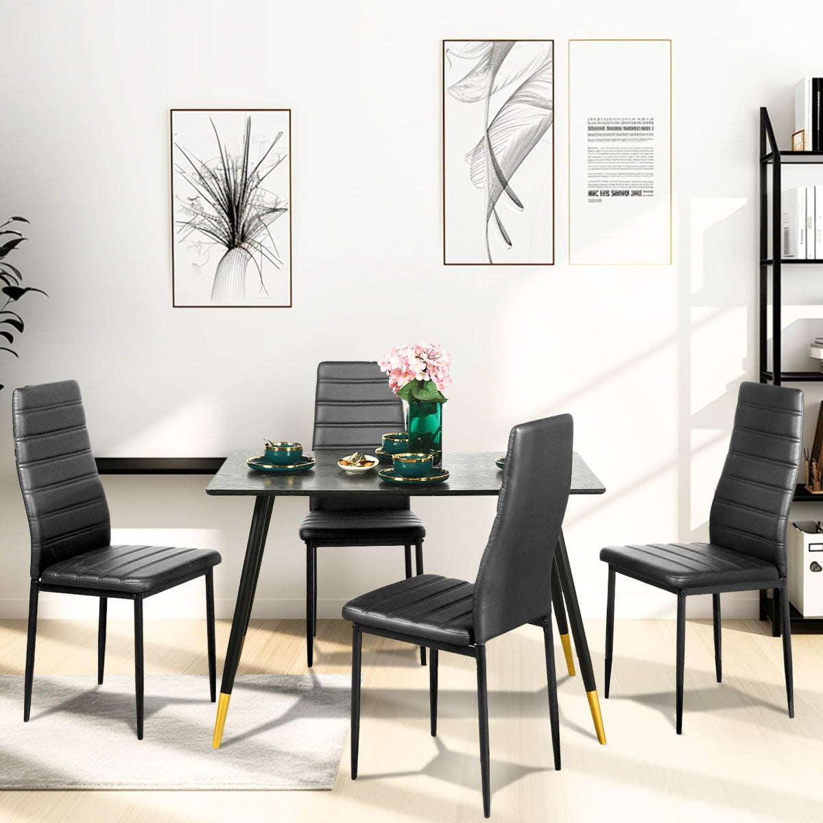 Black PU Dining Chairs Set of 4 Y269