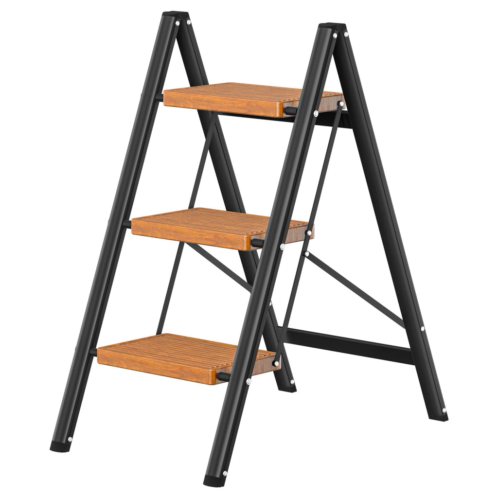 3 Step Lightweight Folding Steel Ladder 330 lbs Capacity V851