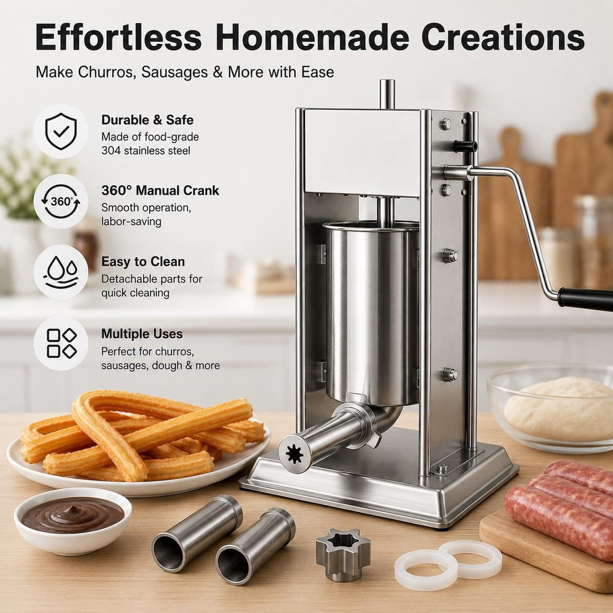 3L 304 Stainless Steel Sausage Stuffer & Churro Maker X174734
