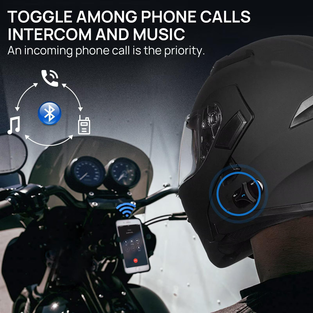 Bluetooth Modular Flip up Full Face Motorcycle Helmet G15109