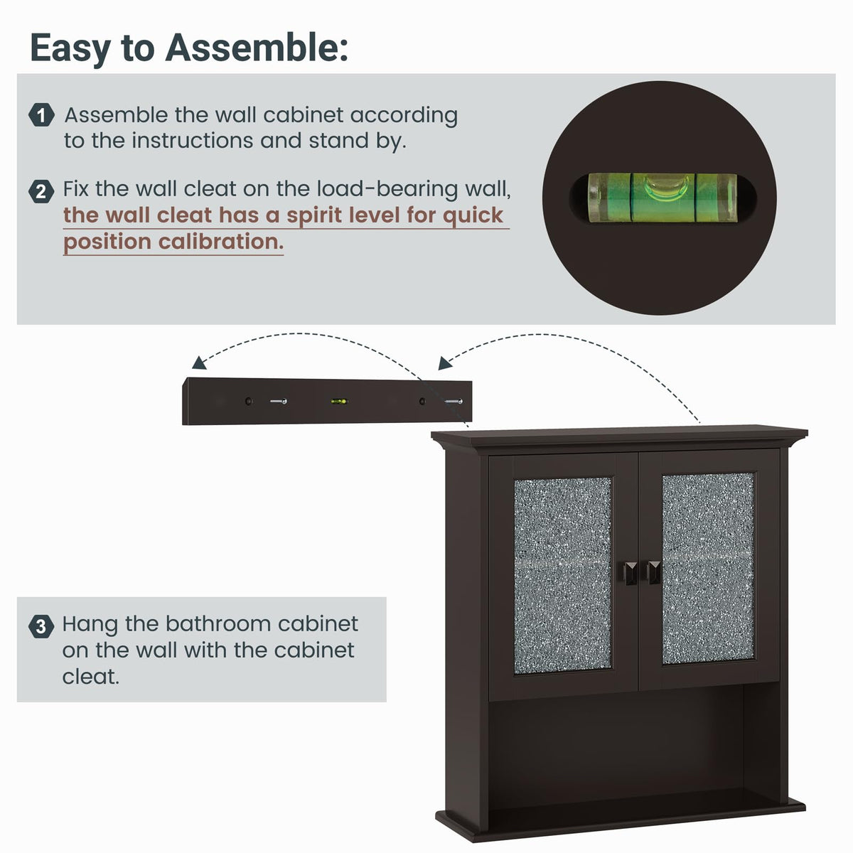 Wall Mount Bathroom Cabinet with Glass Door D75065