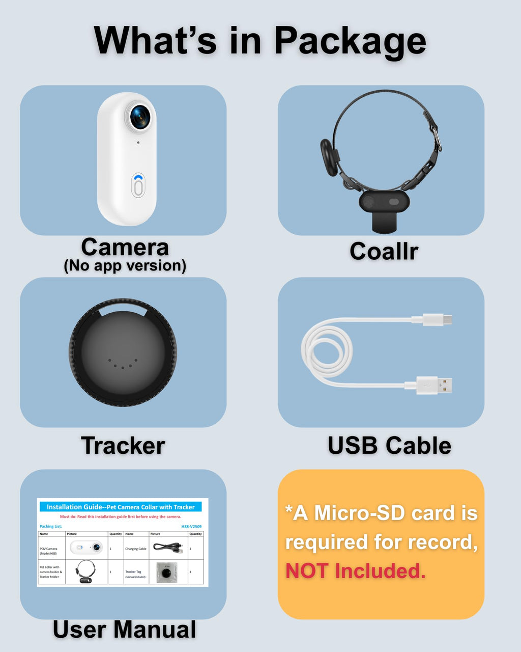 Camera Collar with Phone App & Tracker Tag I54404