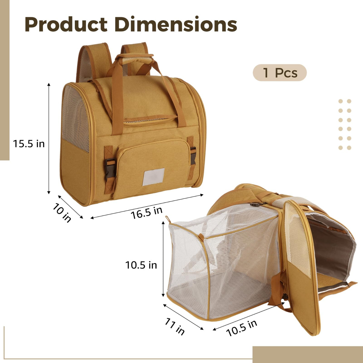Expandable Pet Backpack Carrier with Ventilated Mesh Top Y896