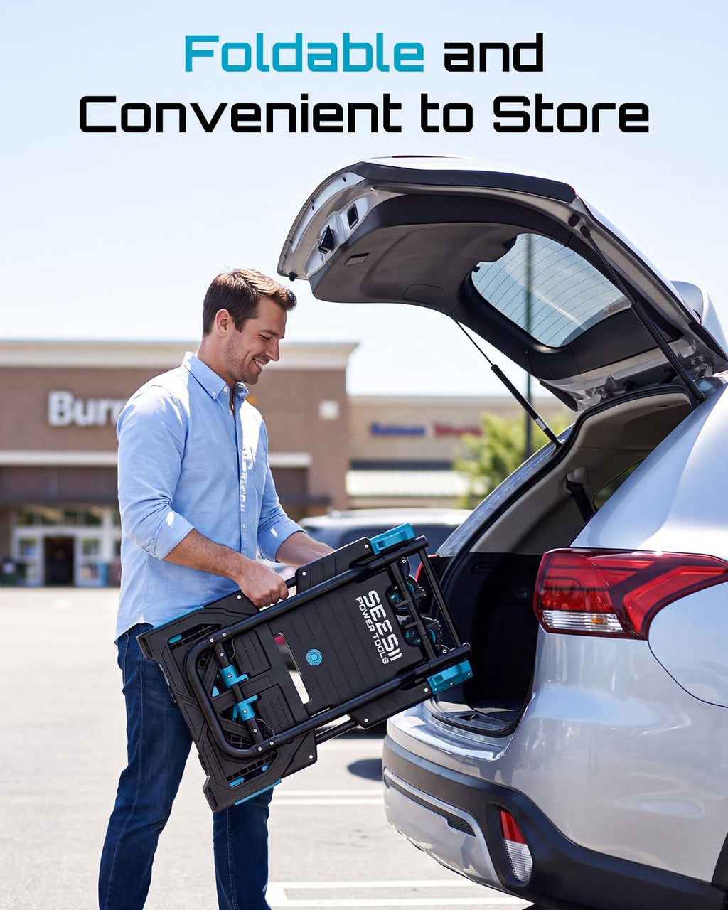 2-in-1 Folding Hand Truck, 330lb Dolly Cart with Wheels, Blue F60307
