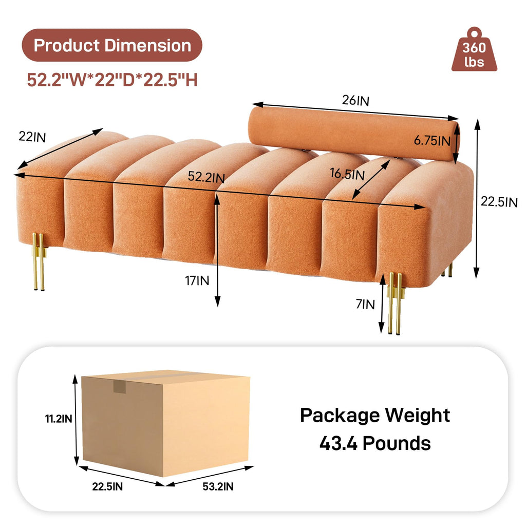 Orange Velvet Bench Ottoman J269814