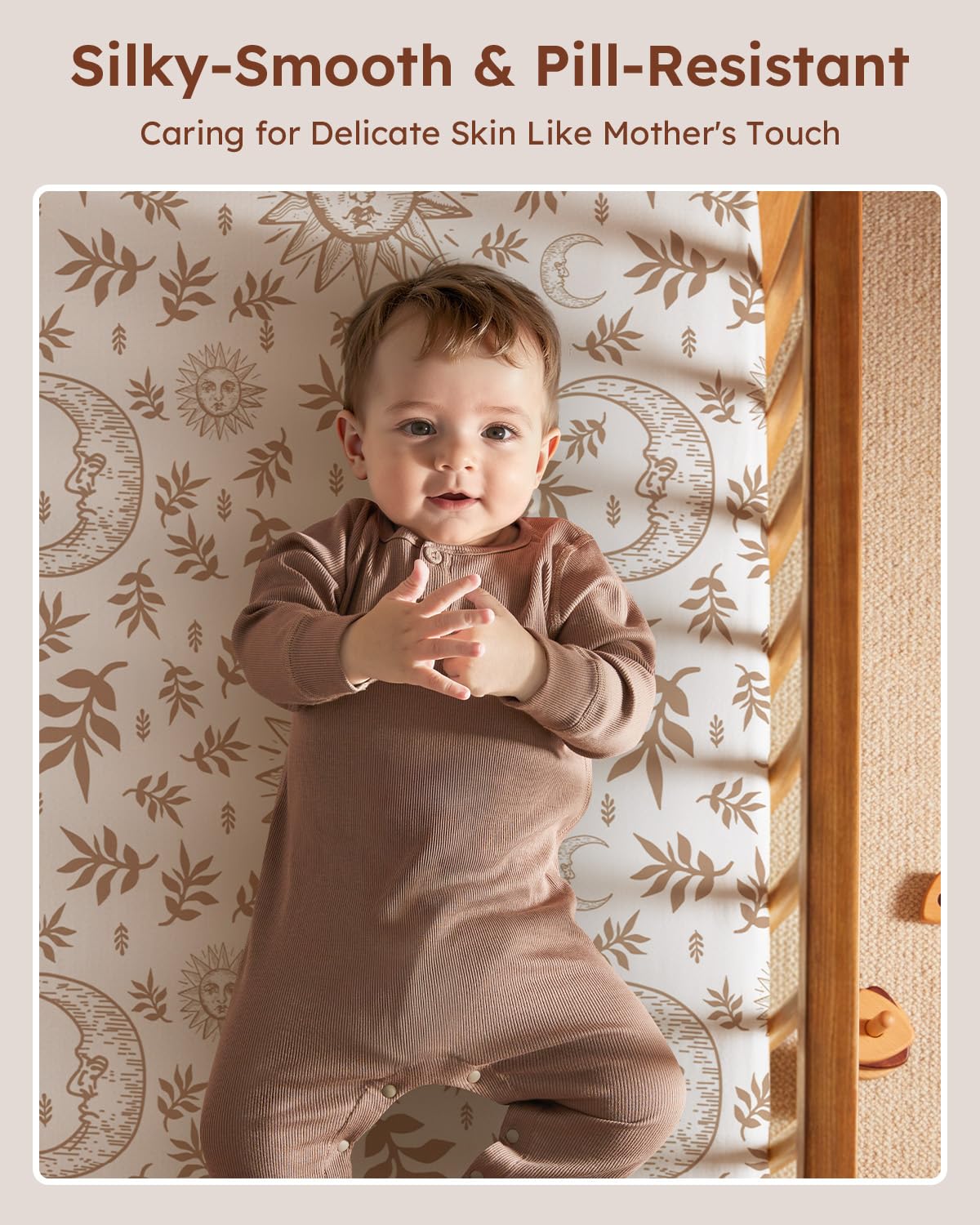 28x52x8in Fitted Crib Sheet 3 Pack Microfiber White Brown N825276