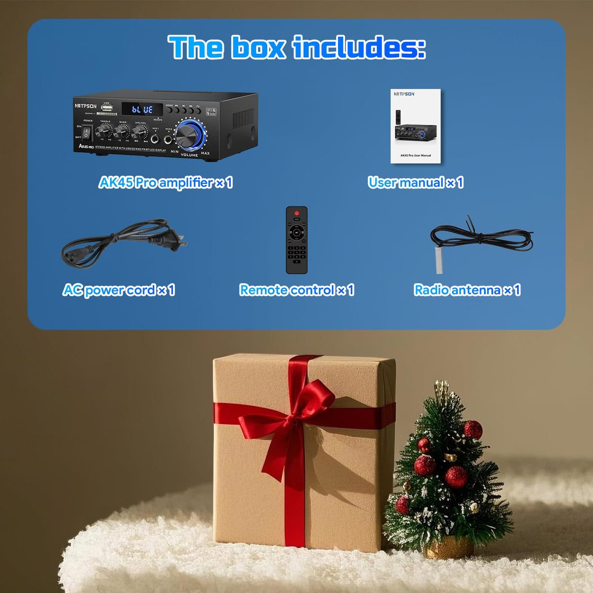 2CH 50W Bluetooth Stereo Receiver Amplifier with FM Radio X684