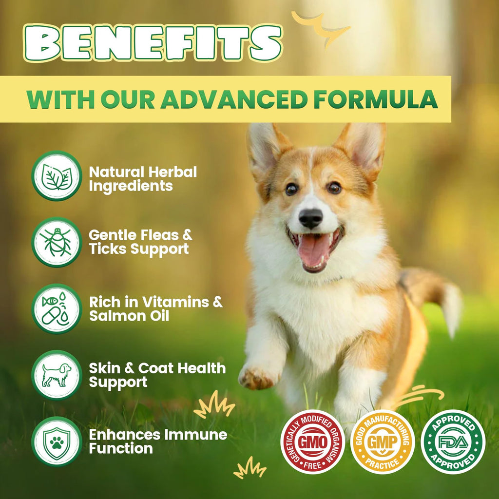 Flea and Tick Prevention for Dogs with Vitamins Fish Oil U676