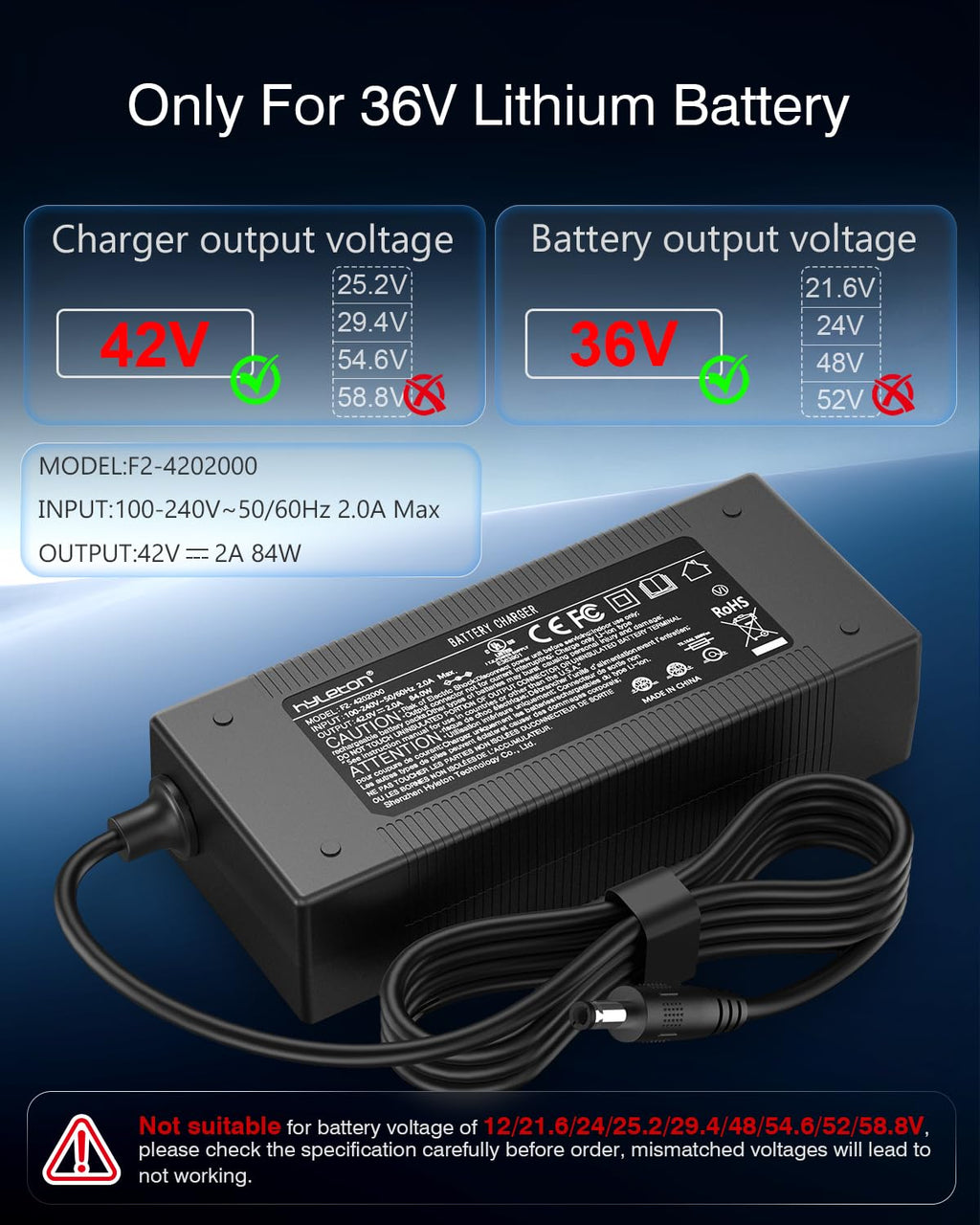 42V 2A Electric Scooter Charger M336
