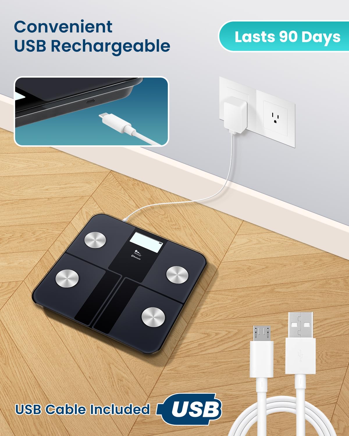 Rechargeable Digital Bathroom Scale J49691