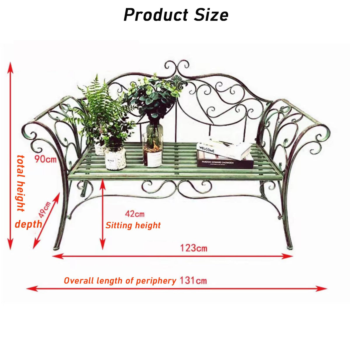 2-Seat Metal Outdoor Bench F675951