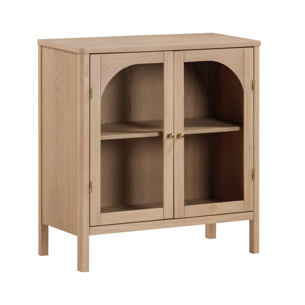 Modern Farmhouse Storage Cabinet with Glass Doors and Adjustable Shelf M4353