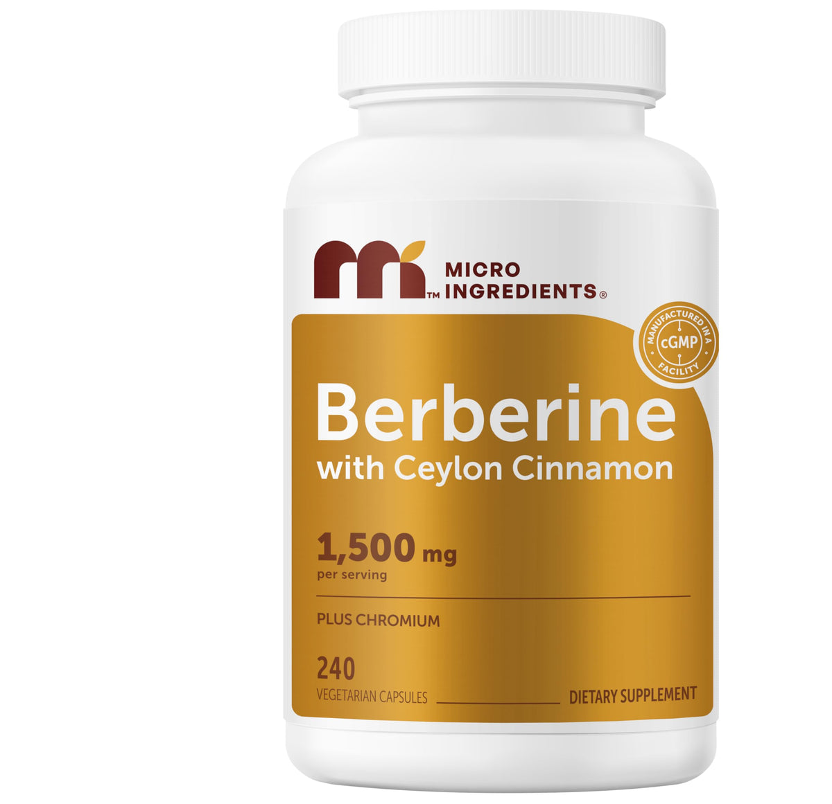 Berberine HCl with Ceylon Cinnamon 1,500 mg 240 Vegetarian Capsules P168