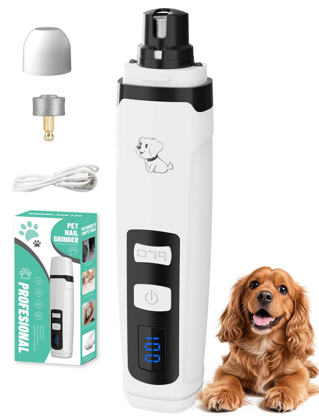 Dog Nail Grinder, 2-Speed with Light G341357