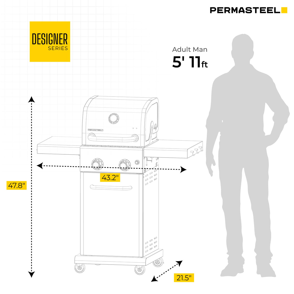 2-Burner Propane Gas Grill with Foldable Side Tables W47927