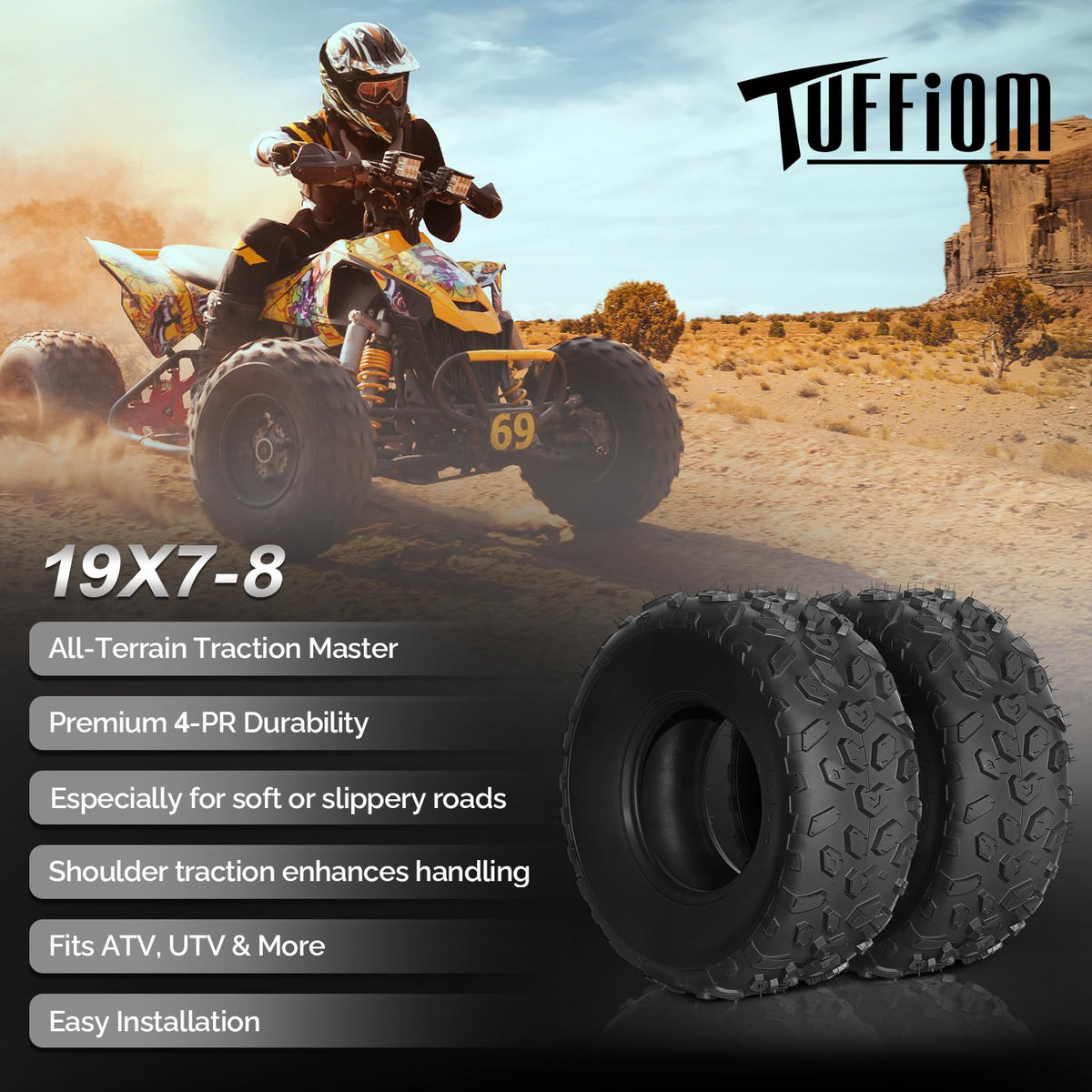 19x7-8 Tubeless ATV UTV Tires Set of 2 M715