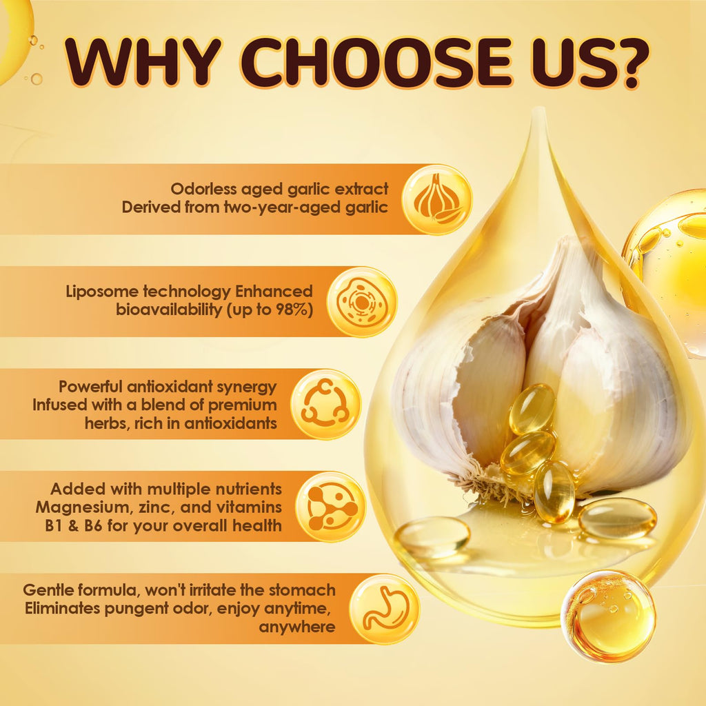 Odorless Aged Garlic Extract Capsules with Magnesium, Zinc, Vitamin B, 300 Softgels E615716