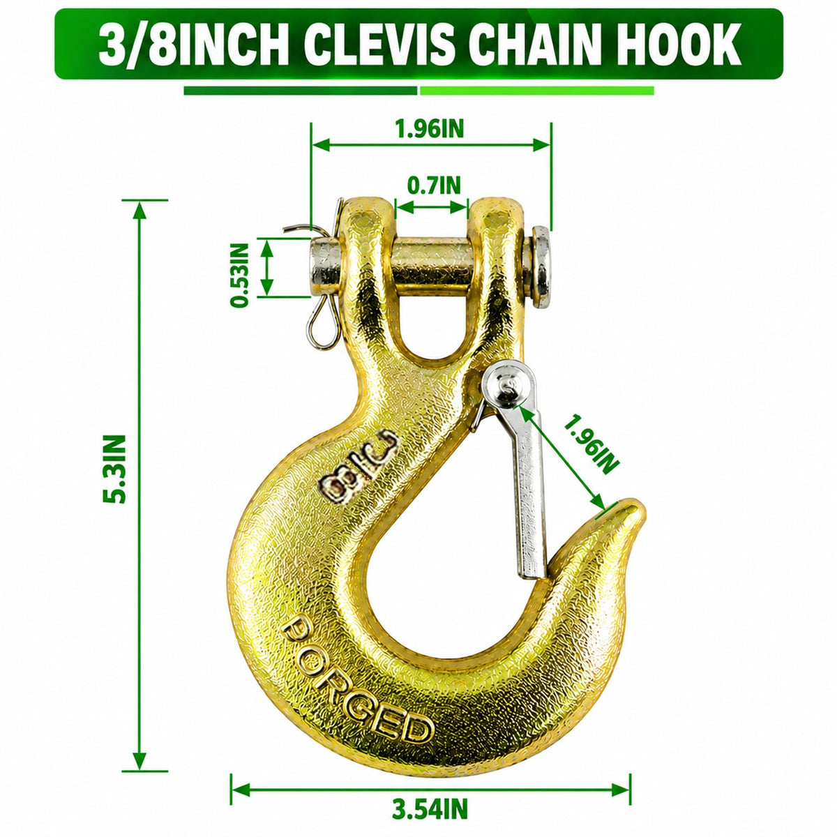 3/8" Chain Hooks, 2-Pack Heavy-Duty Clevis Slip Hook J13422