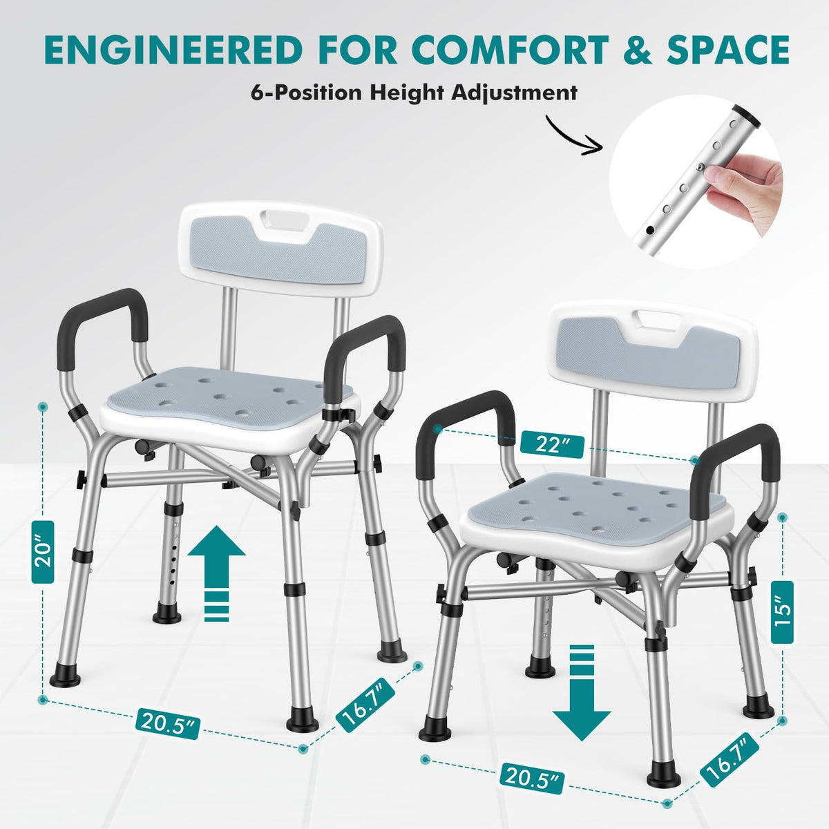 Shower Chair with Removable Arms and Back L452301