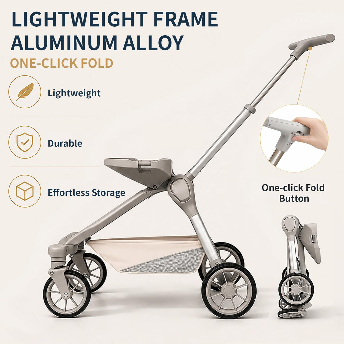Khaki Dog Stroller with Detachable Carrier L79500