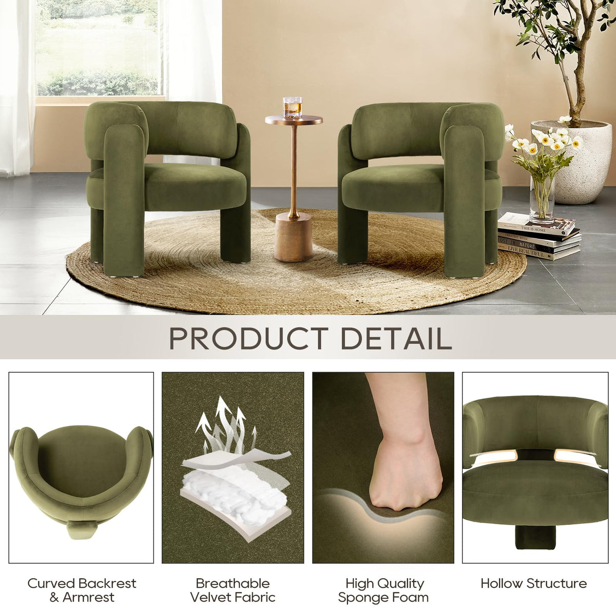 Modern Green Upholstered Accent Chair K6688