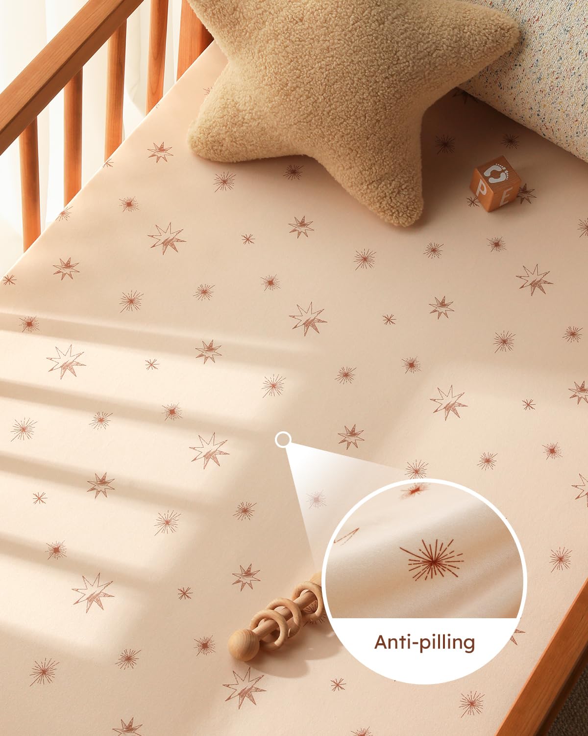 28x52x8in Fitted Crib Sheet 3 Pack Microfiber White Brown N825276