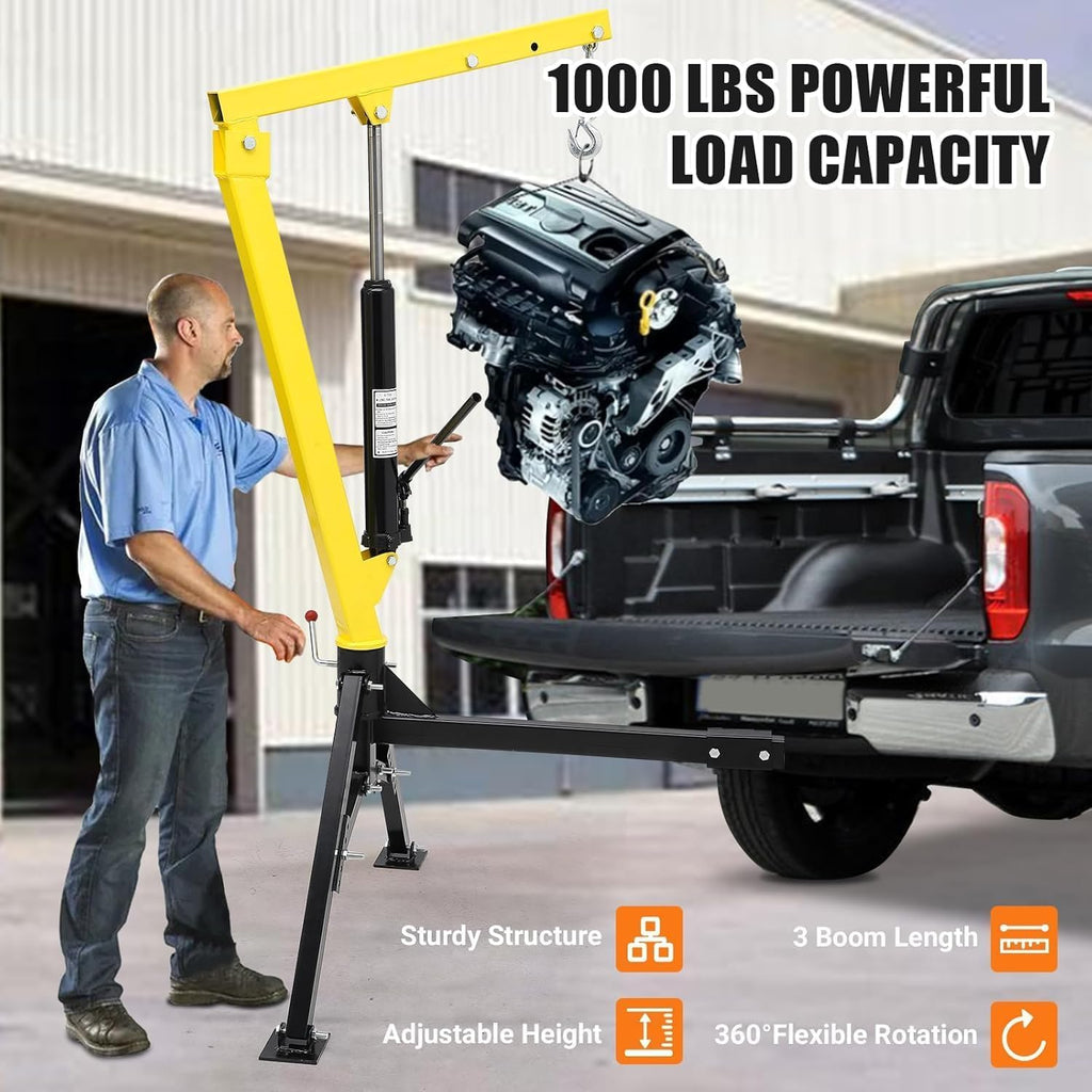 Hydraulic Pickup Crane, 1000 Lbs Lifting Capacity, 360° Swivel K7035