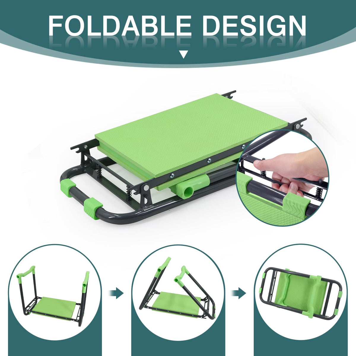Foldable Garden Kneeler and Seat with Tool Storage Pouch A538808
