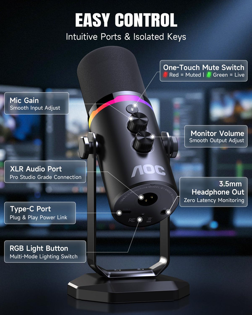 USB/XLR Dynamic Microphone with Desk Stand E597