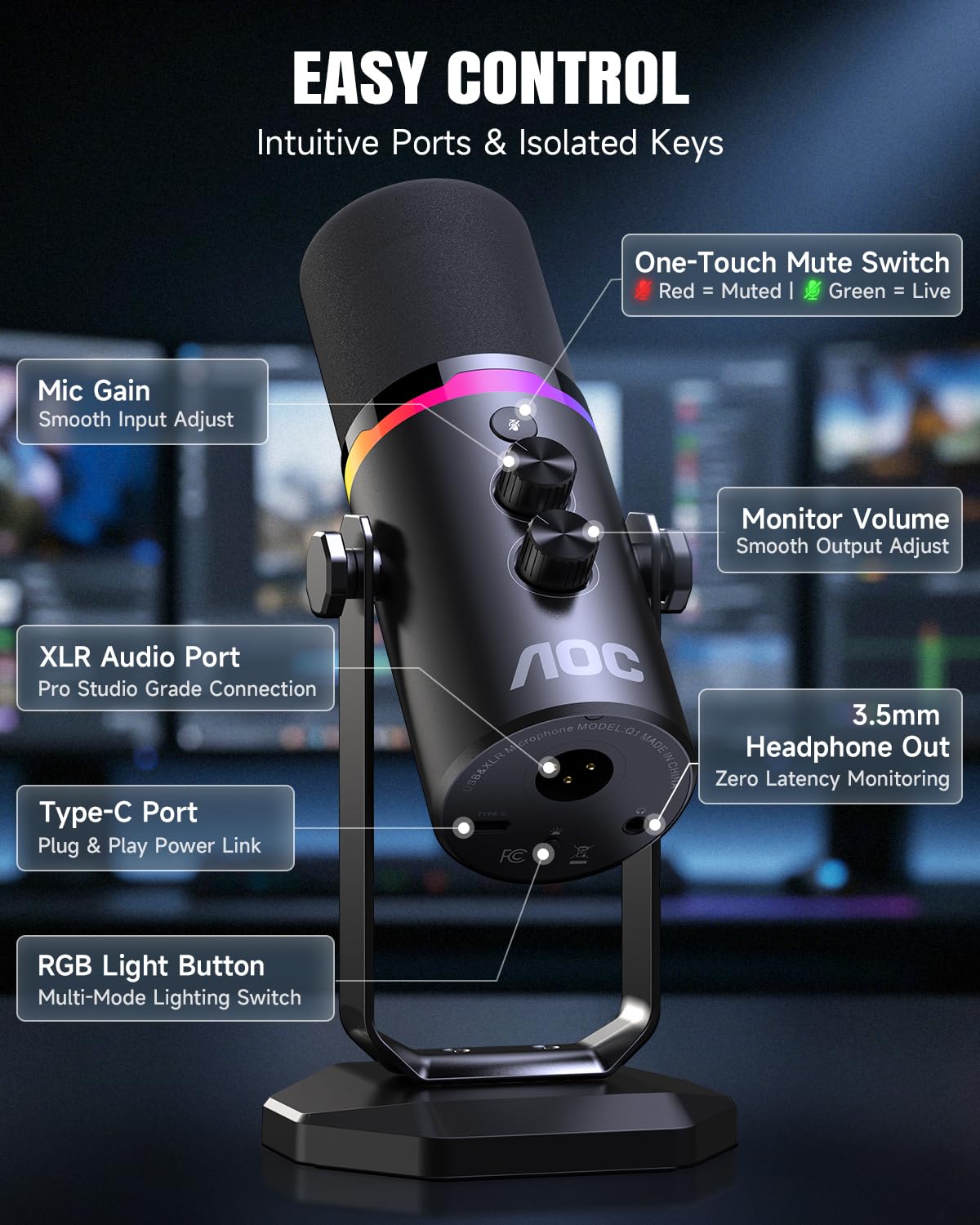 USB/XLR Dynamic Microphone with Desk Stand E597