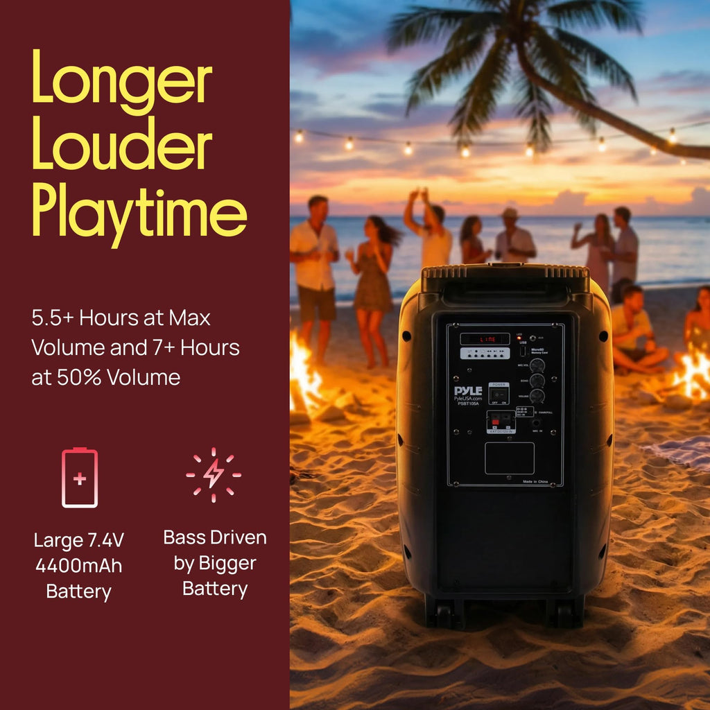 1000W Portable Bluetooth PA Speaker with 10'' Subwoofer and Wireless Mic A152
