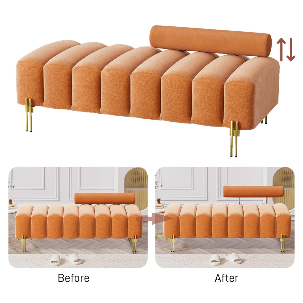 Orange Velvet Bench Ottoman J269814