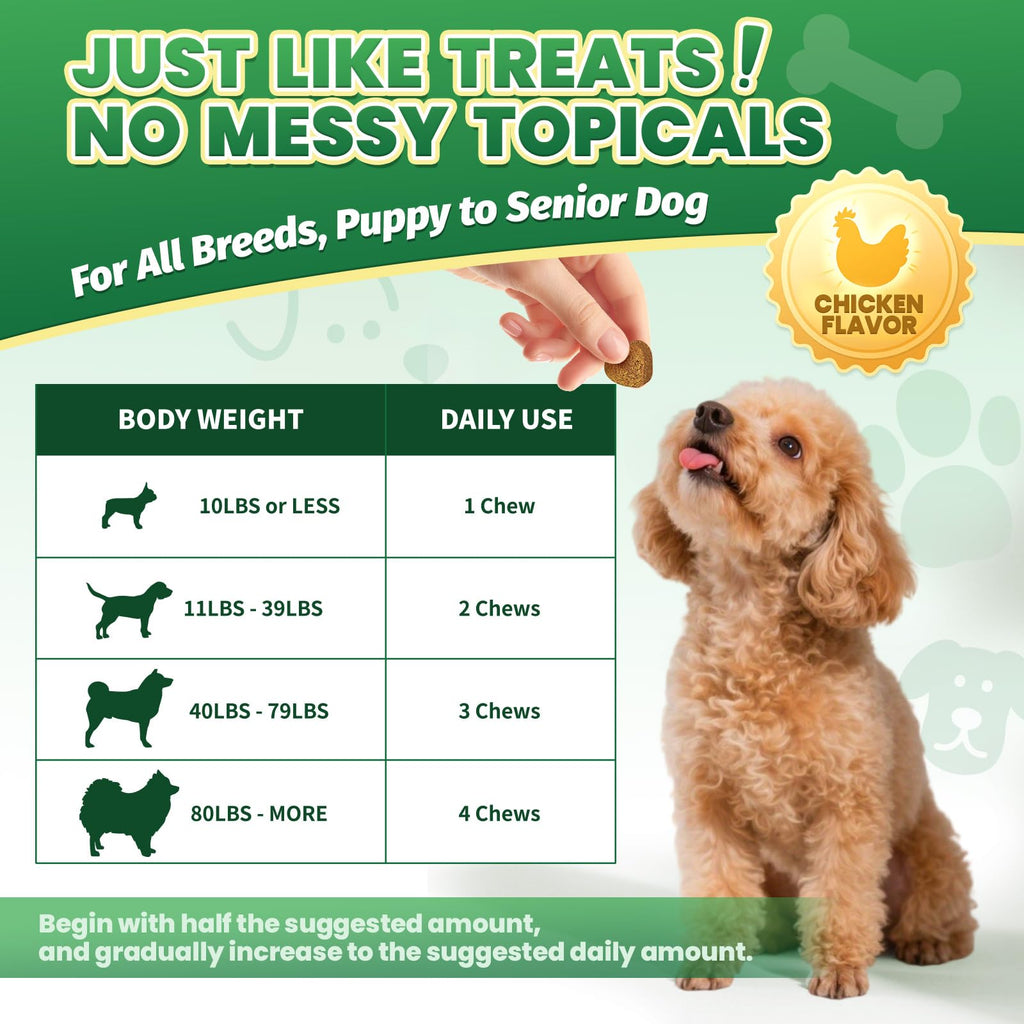 Flea and Tick Prevention for Dogs with Vitamins Fish Oil U676