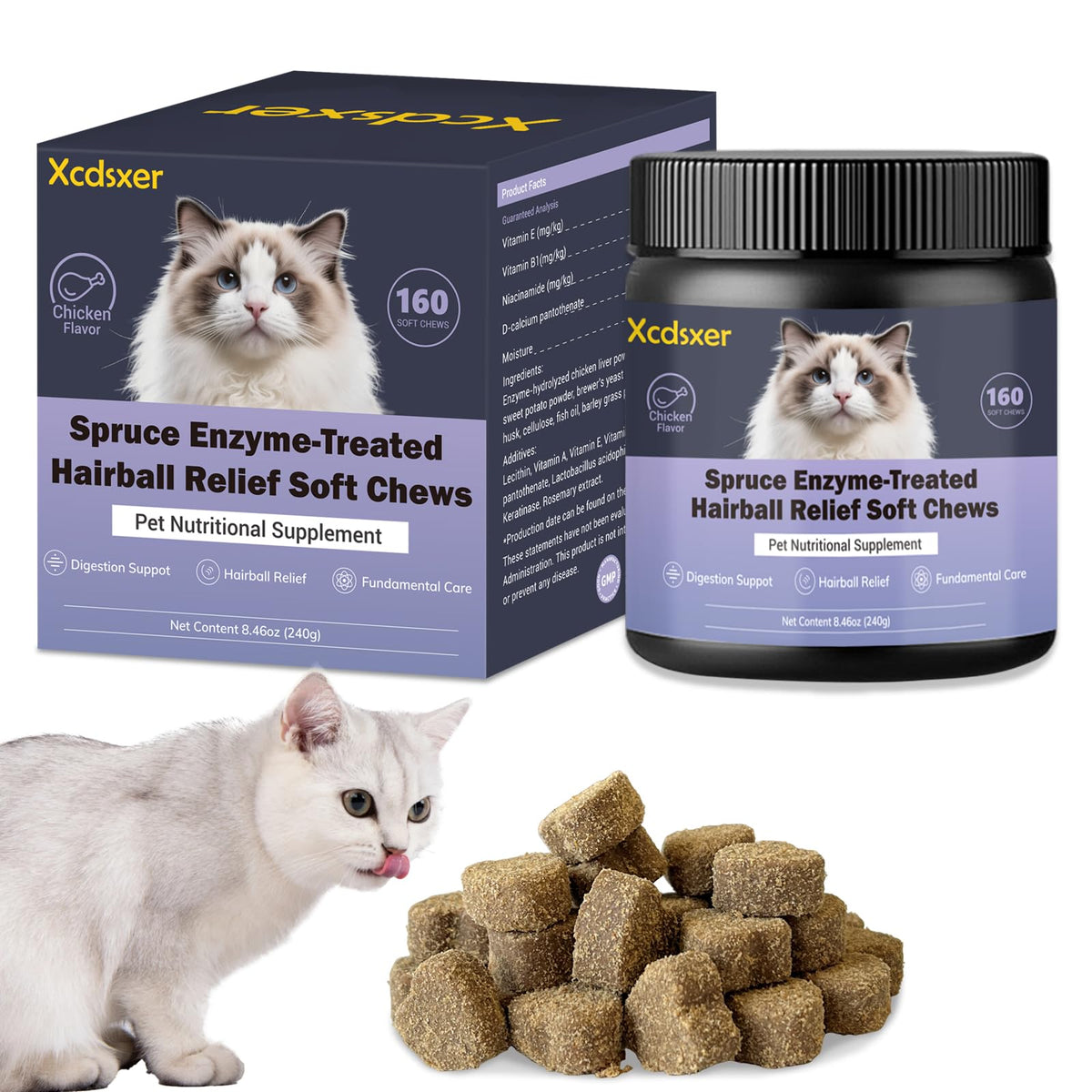 Chicken Flavor Soft Chews Hairball Aid Supplement for Cats C9023