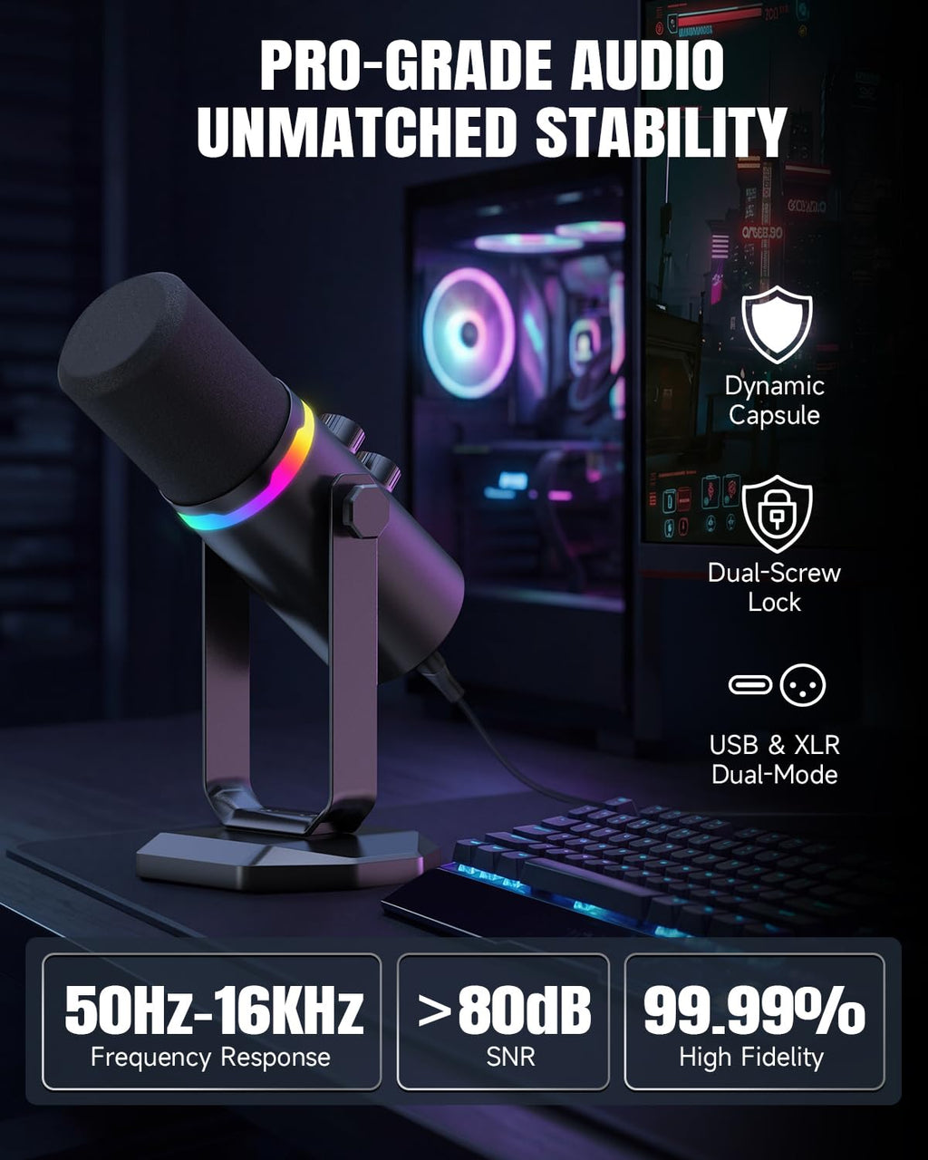 USB/XLR Dynamic Microphone with Desk Stand E597