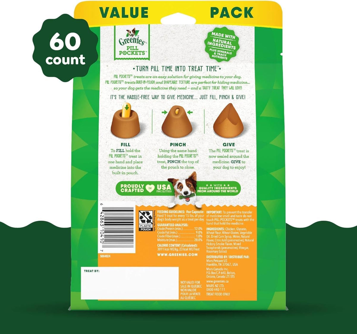 Chicken Flavor Capsule Treats for Dogs 15.8-Ounce 3 Pack M113