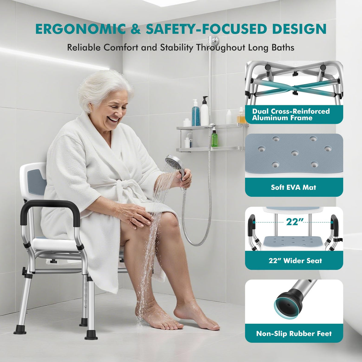 Shower Chair with Removable Arms and Back L452301