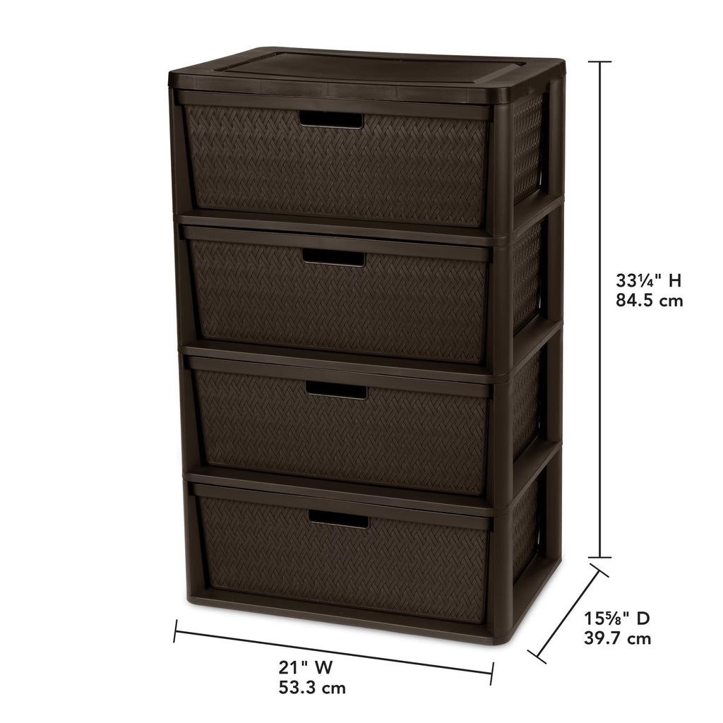 Brown 4 Drawer Plastic Storage Organizer H524331
