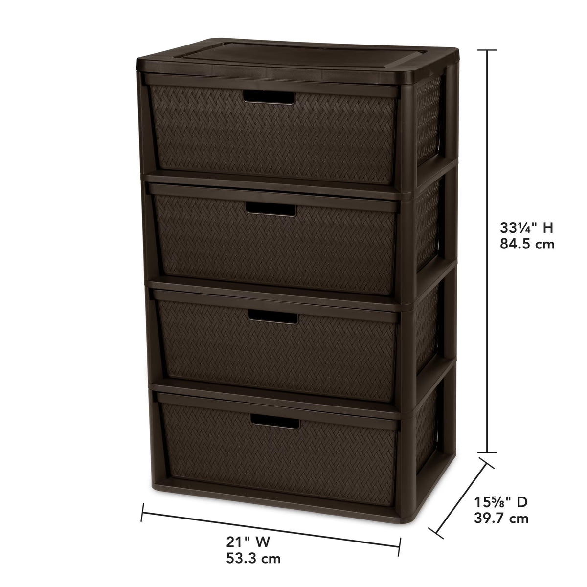 Brown 4 Drawer Plastic Storage Organizer H524331