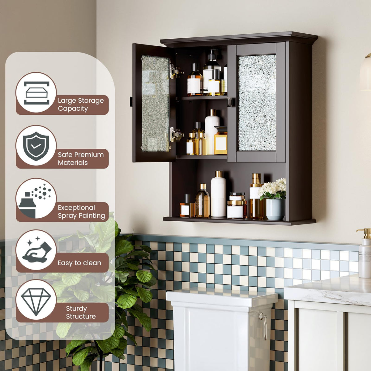 Wall Mount Bathroom Cabinet with Glass Door D75065
