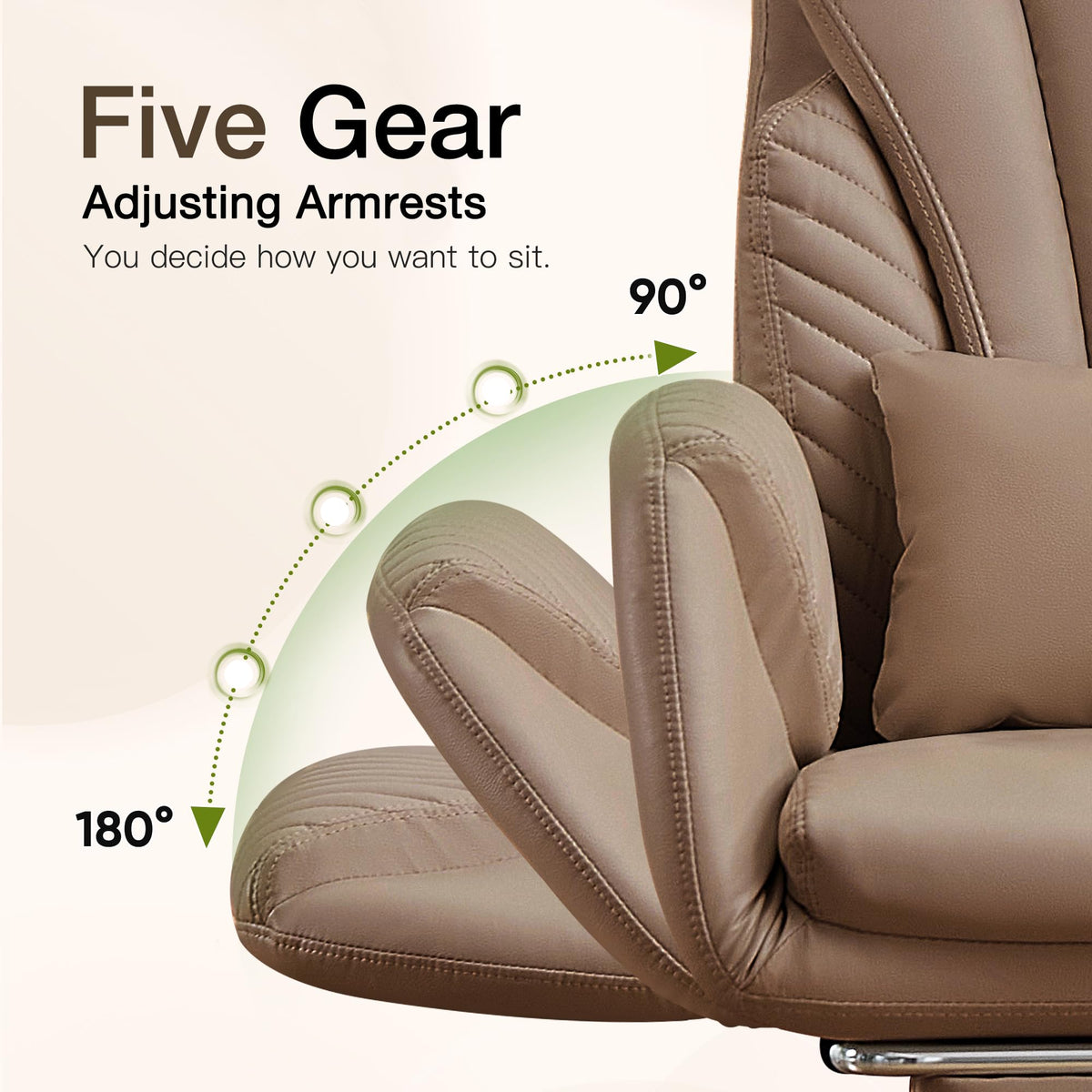 Cross Legged Office Chair with Flip Armrest and Footrest Brown O2540
