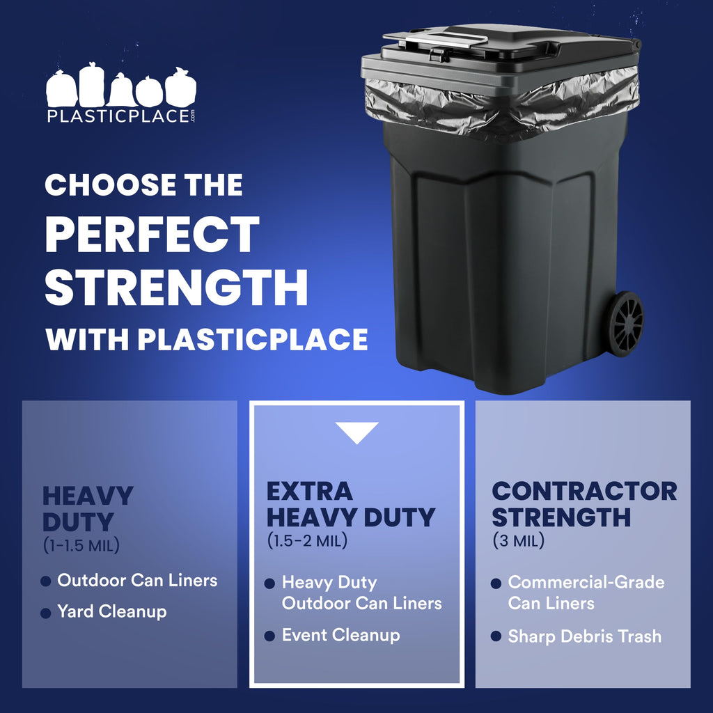 95-96 Gallon Heavy Duty 1.5 Mil Black Trash Bags 25 Count V911